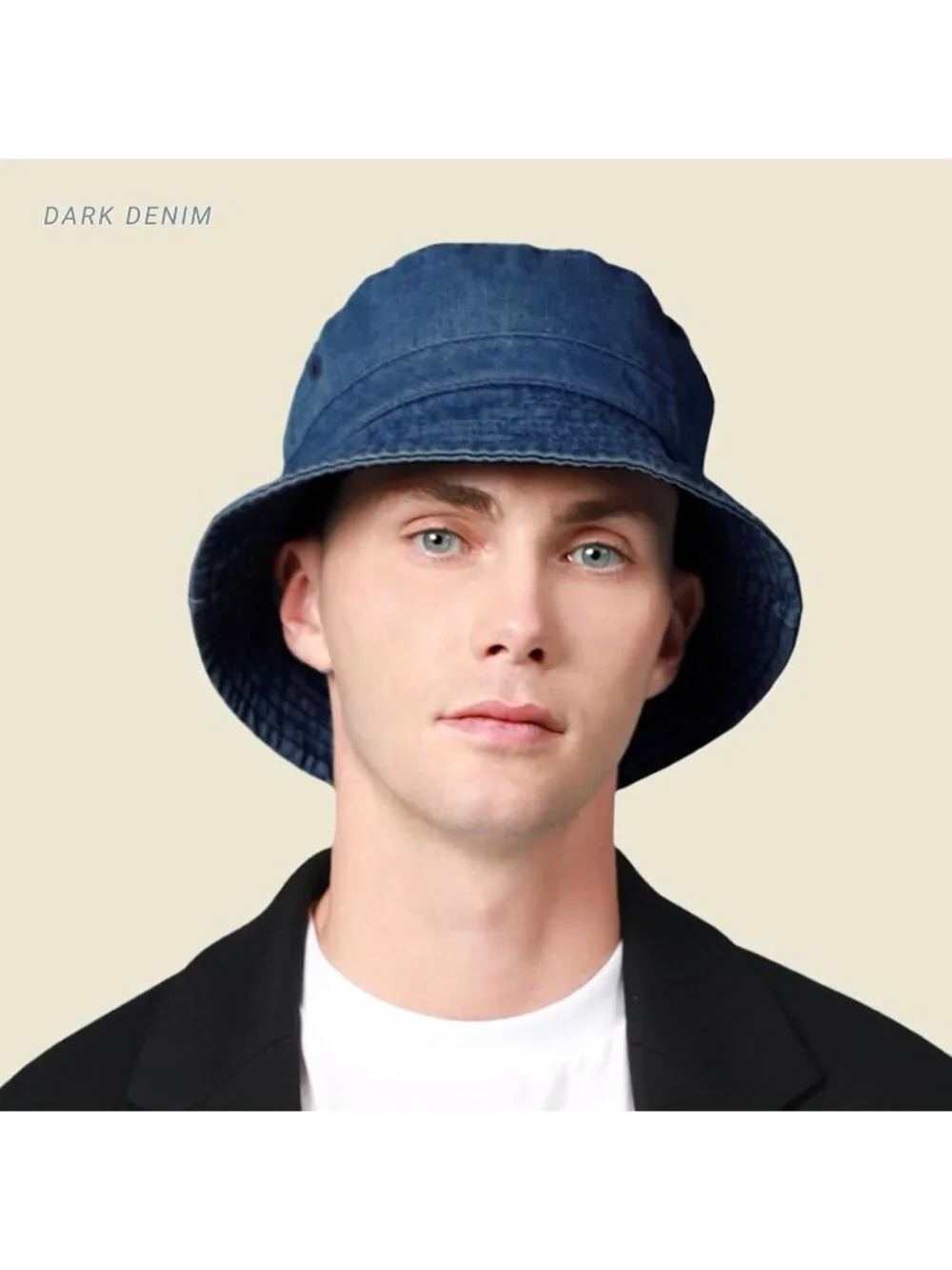 Unisex Denim Black Cotton Summer Sun Boonie Style Beach Golf Fishing Bucket Hat